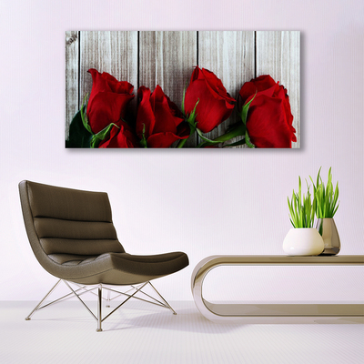 Tableaux sur verre Roses floral rouge