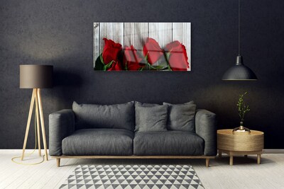 Tableaux sur verre Roses floral rouge