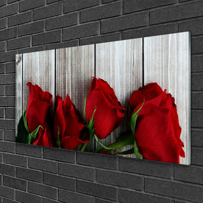 Tableaux sur verre Roses floral rouge