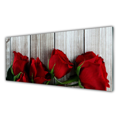 Tableaux sur verre Roses floral rouge