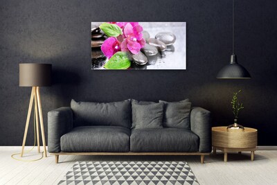 Tableaux sur verre Pierres fleurs floral rouge noir