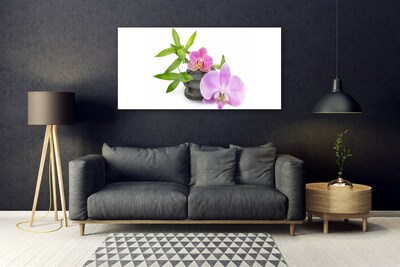 Tableaux sur verre Pierres fleurs floral rose noir