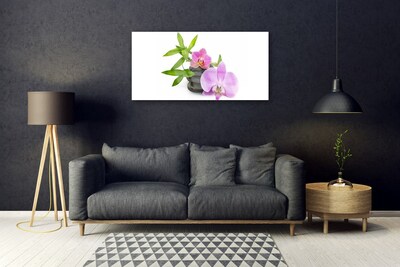 Tableaux sur verre Pierres fleurs floral rose noir