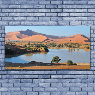 Tableaux sur verre Désert baie paysage brun vert bleu