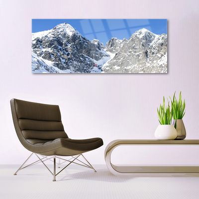 Tableaux sur verre Neige montagne paysage gris blanc