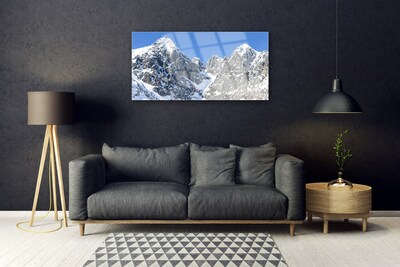 Tableaux sur verre Neige montagne paysage gris blanc