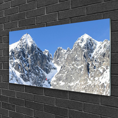 Tableaux sur verre Neige montagne paysage gris blanc