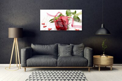 Tableaux sur verre Rose floral rouge