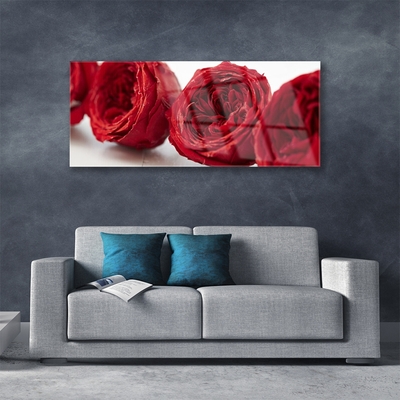 Tableaux sur verre Roses floral rouge