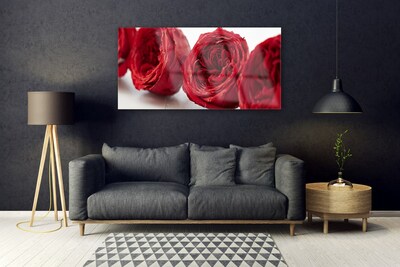 Tableaux sur verre Roses floral rouge