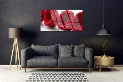 Tableaux sur verre Roses floral rouge