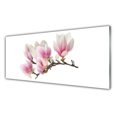 Tableaux sur verre Fleurs floral rose blanc