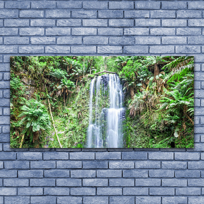 Tableaux sur verre Arbres cascade nature blanc brun vert