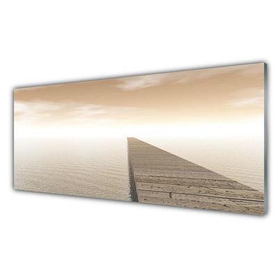 Tableaux sur verre Pont mer architecture brun gris