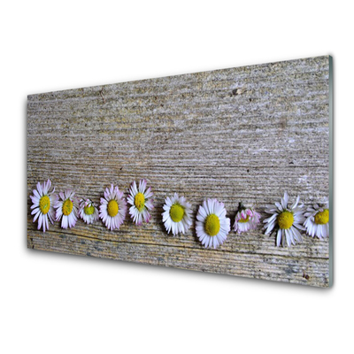 Tableaux sur verre Marguerite floral jaune blanc rose