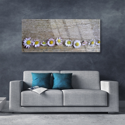 Tableaux sur verre Marguerite floral jaune blanc rose