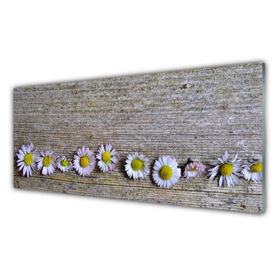 Tableaux sur verre Marguerite floral jaune blanc rose