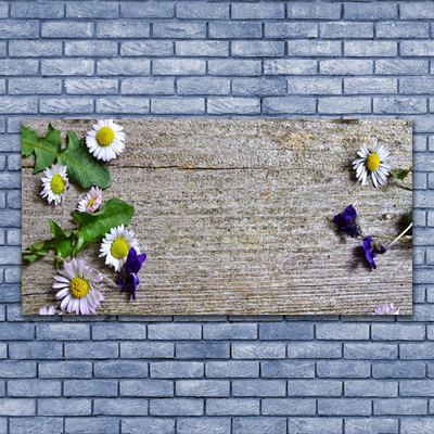 Tableaux sur verre Marguerite floral rose blanc jaune