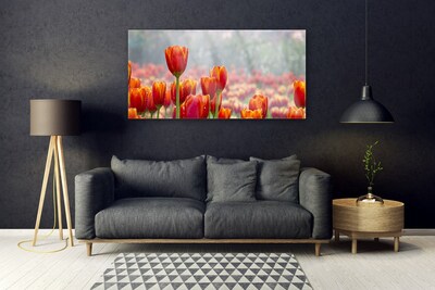 Tableaux sur verre Tulipes floral rouge