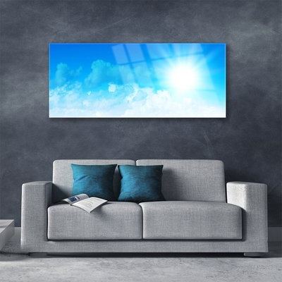 Tableaux sur verre Ciel paysage blanc bleu