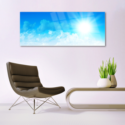 Tableaux sur verre Ciel paysage blanc bleu