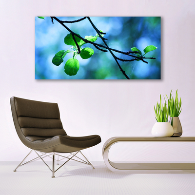 Tableaux sur verre Feuilles branche floral noir vert