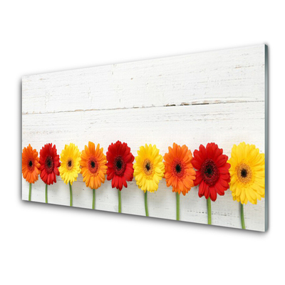 Tableaux sur verre Fleurs floral orange rouge jaune