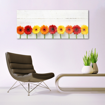 Tableaux sur verre Fleurs floral orange rouge jaune