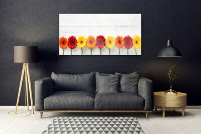 Tableaux sur verre Fleurs floral orange rouge jaune