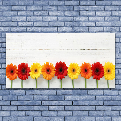 Tableaux sur verre Fleurs floral orange rouge jaune