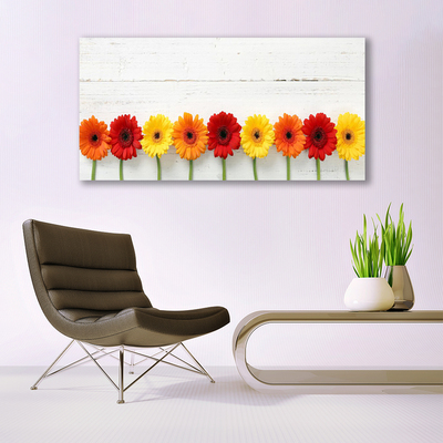 Tableaux sur verre Fleurs floral orange rouge jaune