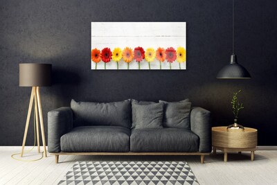 Tableaux sur verre Fleurs floral orange rouge jaune