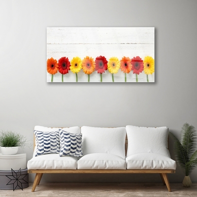 Tableaux sur verre Fleurs floral orange rouge jaune