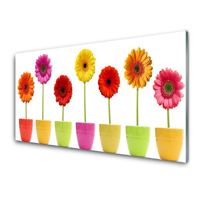 Tableaux sur verre Fleurs floral orange rose rouge jaune