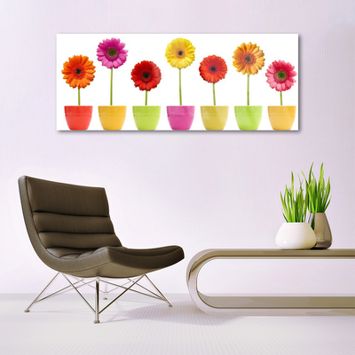 Tableaux sur verre Fleurs floral orange rose rouge jaune