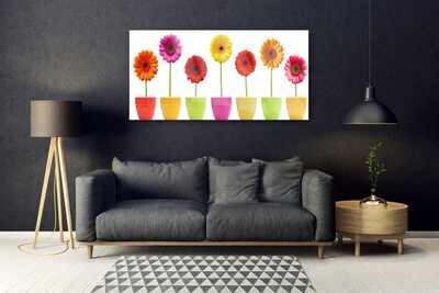 Tableaux sur verre Fleurs floral orange rose rouge jaune