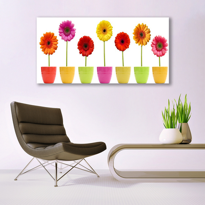 Tableaux sur verre Fleurs floral orange rose rouge jaune