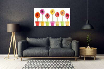 Tableaux sur verre Fleurs floral orange rose rouge jaune