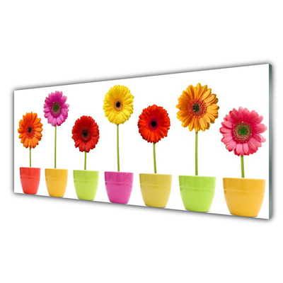 Tableaux sur verre Fleurs floral orange rose rouge jaune