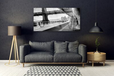 Tableaux sur verre Vélo pont architecture gris