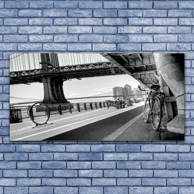Tableaux sur verre Vélo pont architecture gris