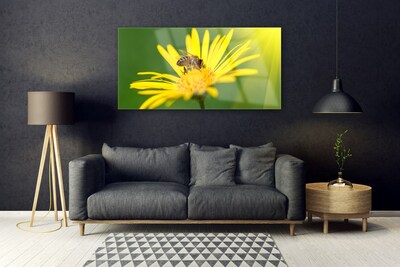 Tableaux sur verre Fleur guêpe floral noir jaune