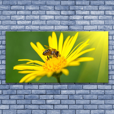 Tableaux sur verre Fleur guêpe floral noir jaune