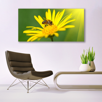 Tableaux sur verre Fleur guêpe floral noir jaune