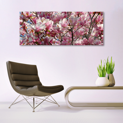 Tableaux sur verre Branches fleurs floral brun rose