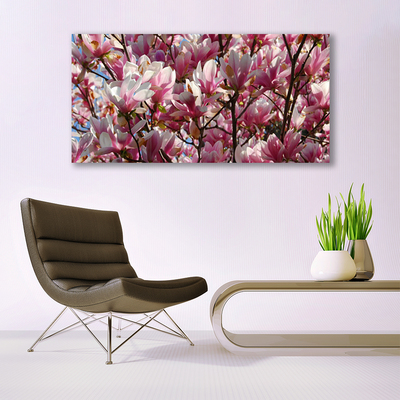 Tableaux sur verre Branches fleurs floral brun rose