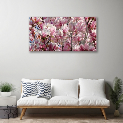 Tableaux sur verre Branches fleurs floral brun rose