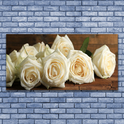 Tableaux sur verre Roses floral blanc