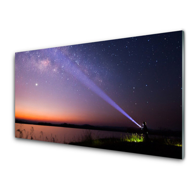 Tableaux sur verre Mer ciel paysage violet jaune noir