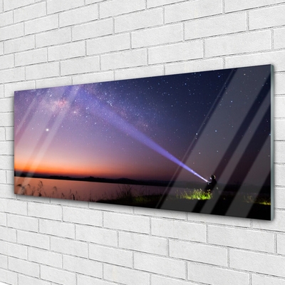 Tableaux sur verre Mer ciel paysage violet jaune noir